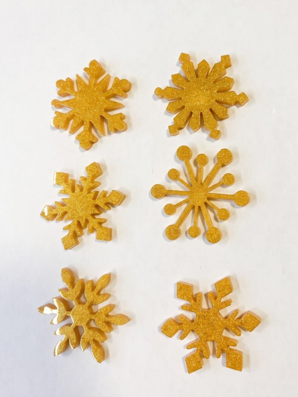 Gold Glitter Snowflake Ornaments (Set of 6)